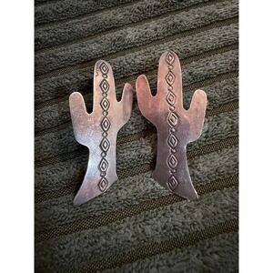 Sterling Silver Saguaro‎ Cactus Earrings Southwestern Native American Style